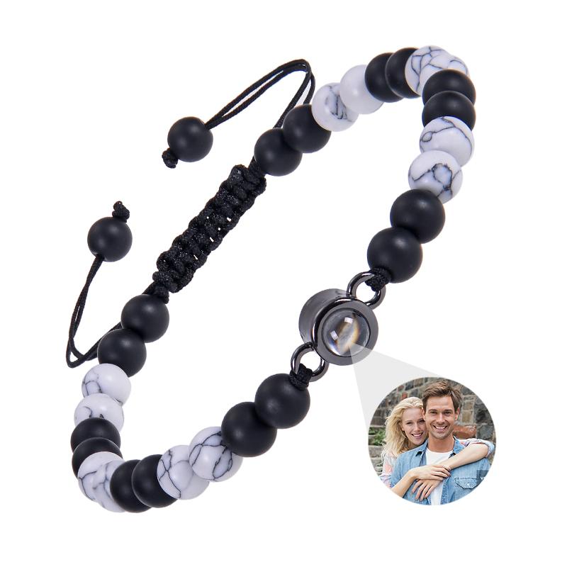 

Браслет з проекцією фото з натурального каменю Браслети Персоналізований браслет з проекцією фото Пам ять для пари Подарунок Template B&Stainless Steel