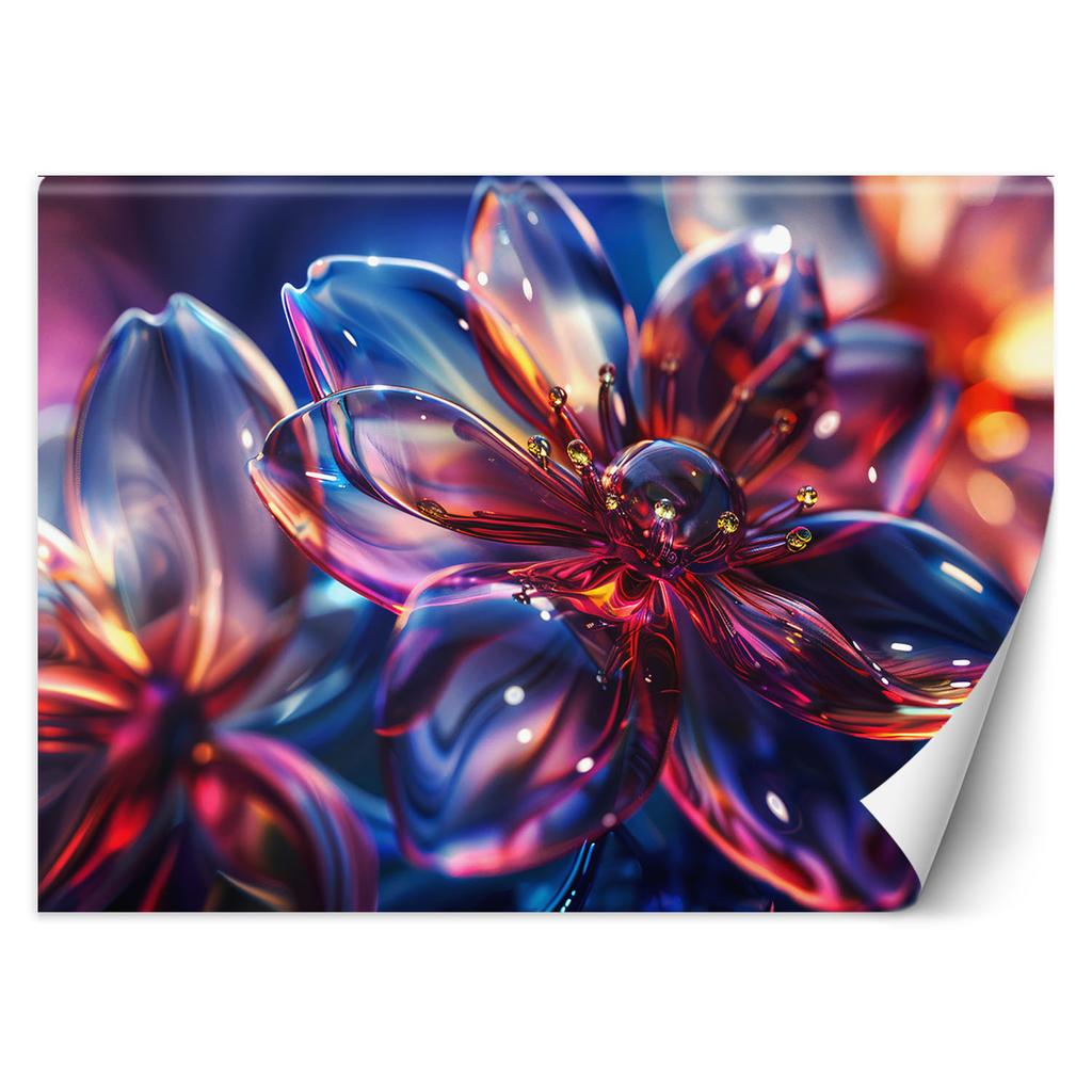 Wallpaper Shiny glass flowers 3D