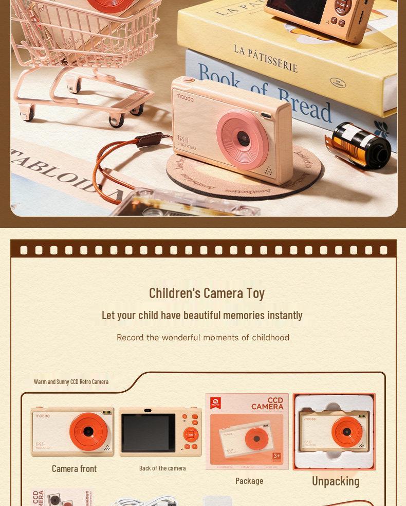 Mobee Retro CCD Kids' Digital HD Camera – Perfect Toy Gift for Boys & Girls.