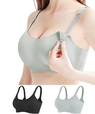 Of 7A Grade Antibacterial Nursing Maternity Bra Strap Open Night Seamless and No with Extension Hook [Tophana] [Set 2, Material] Bra, [Intertek