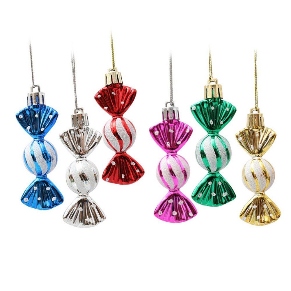 6pcs/box Decorative Christmas Candy Pendants Plastic Christmas Candy Ornaments  New Year
