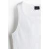 H M sliM Fit Ribbed Sleeveless Top wHite