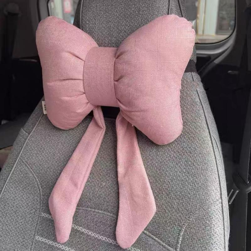 Car Seat Headrest Neck Rest Cushion Bowknot Car Neck Pillow Soft Neck Support Car Seat Back Pillows Neck Pain Relief