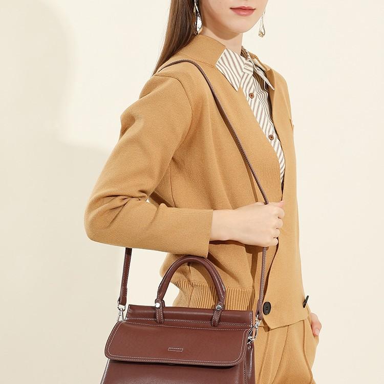 Large Capacity Handheld Women's Bag, Genuine Leather Shoulder Messenger Bag, Textured Bag.