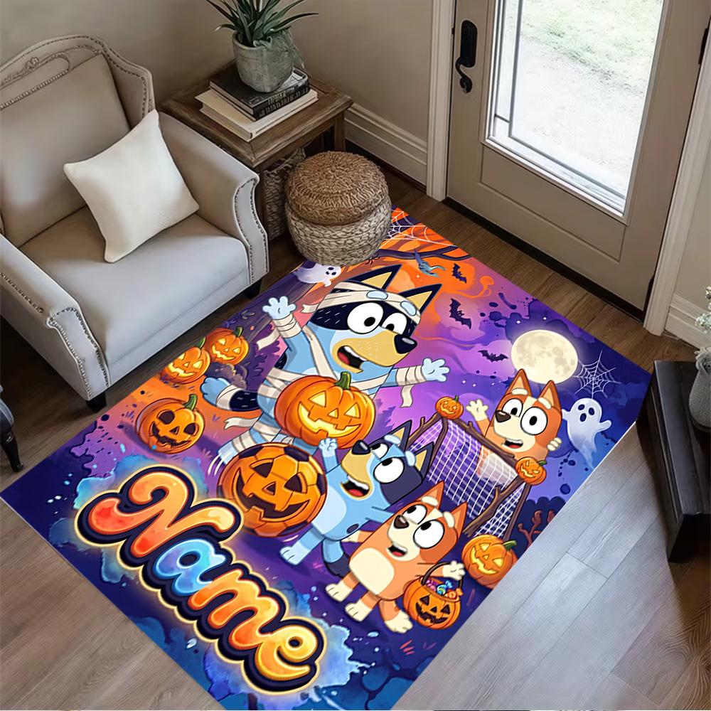 Autumn Forest Friends Customizable Name Area Rug Perfect for Playrooms Study Room Entryway Dormitory Antislip Carpet Anime Office Decor