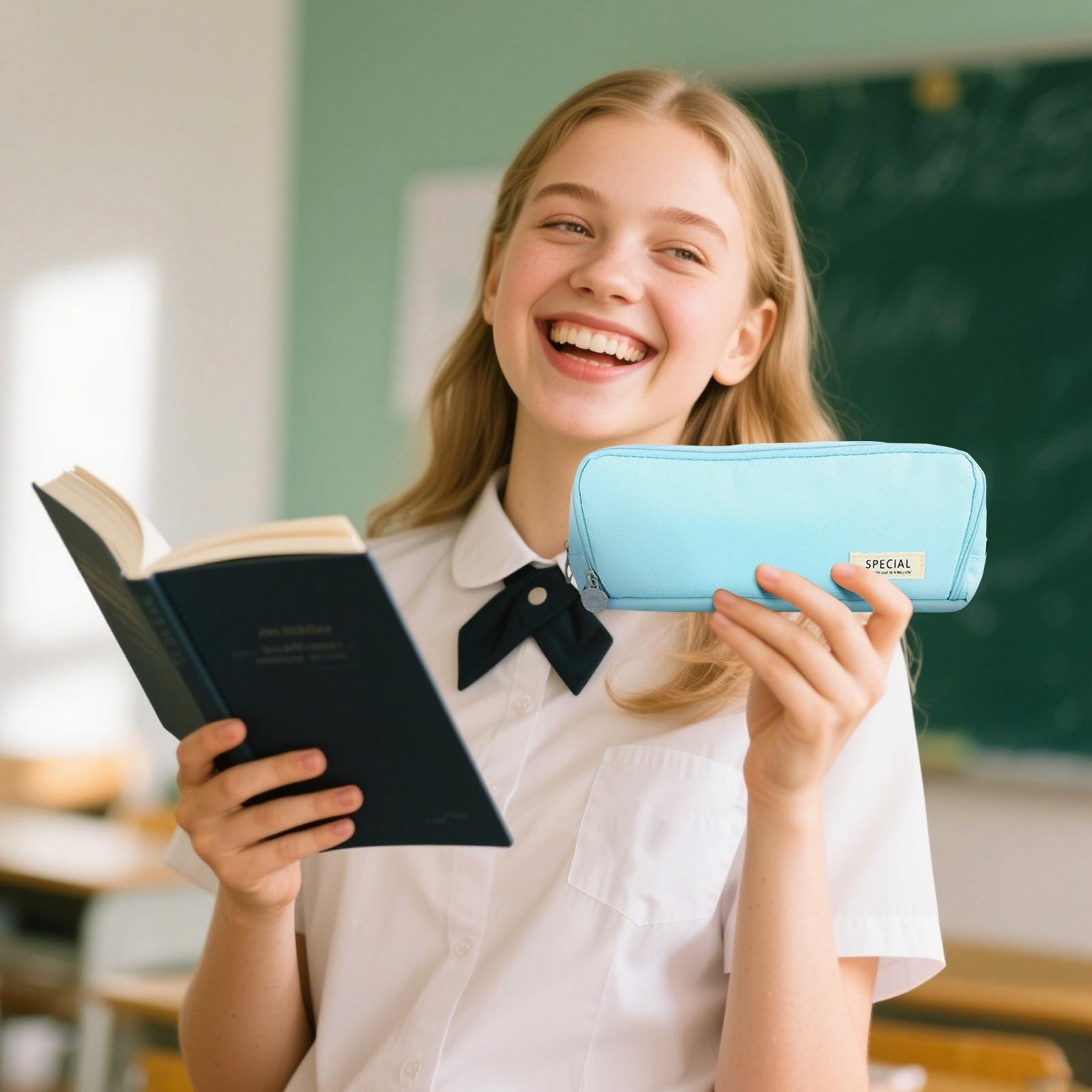 

Large Capacity Pencil Case Stationery Box Junior High School Students High School Students Girls Multifunctional Pencil Bag One Size