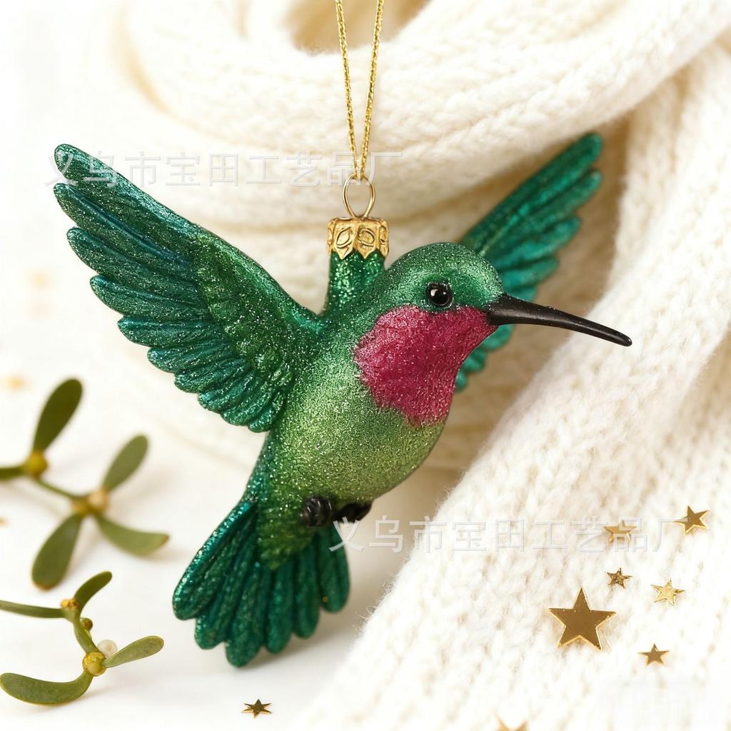 New Creative Resin Sculpture Pendant Home Outdoor Garden Christmas Tree Simulation Hummingbird Pendant Ornament