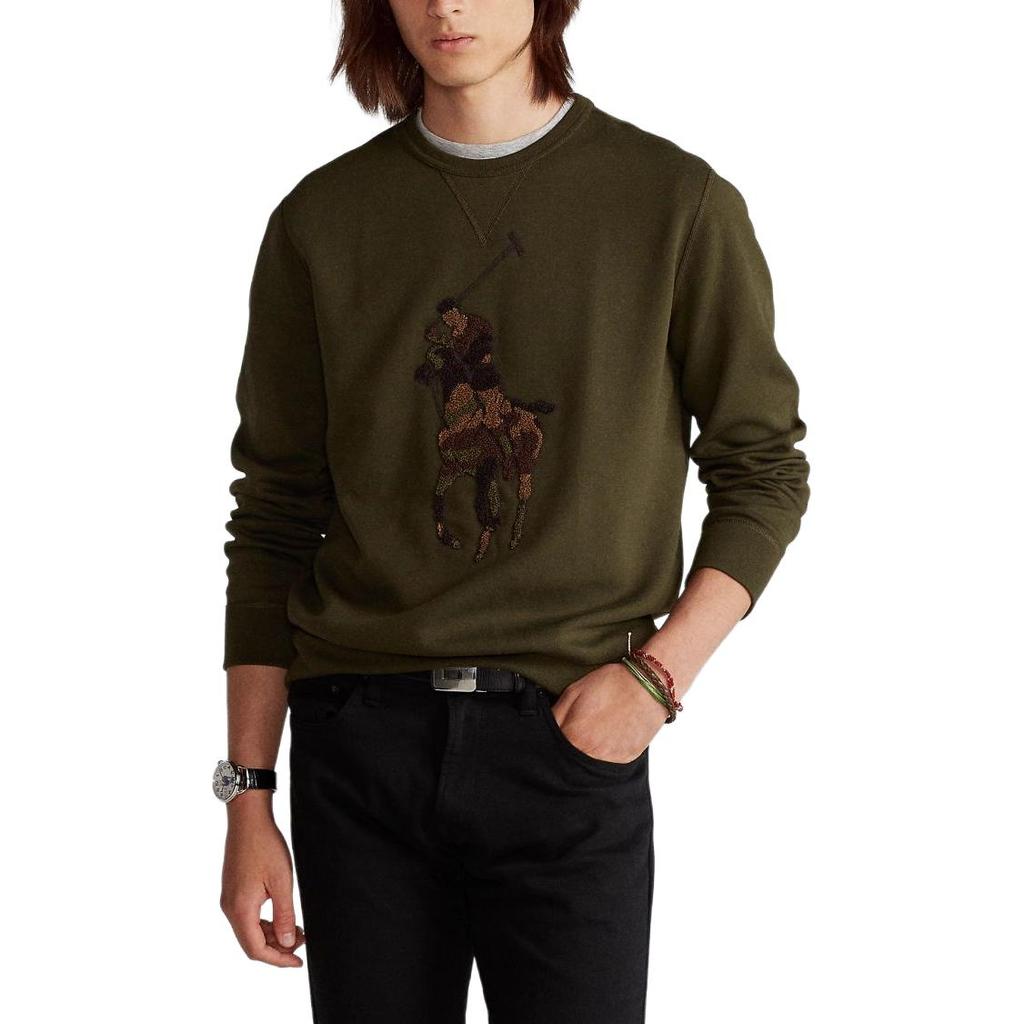 Polo Ralph Lauren Stor Hästlogotyp Flockad Vändbar Stickad Rundhalsad Sweatshirt Herr sweatshirt 710766862-019