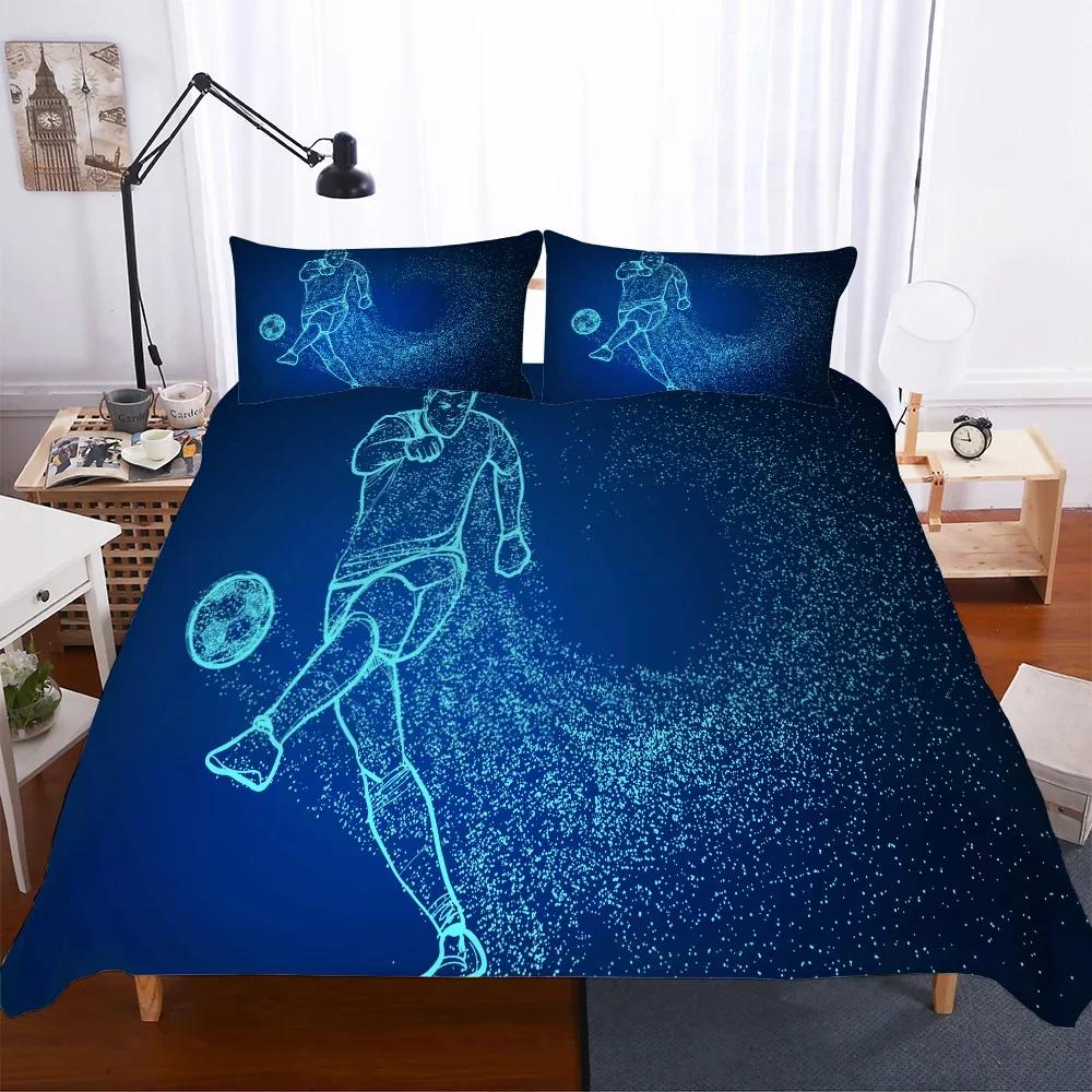 Men Bedclothes Sports Fotbal Bed Cover Sets Comfortable Soft with Soft Fabric Duvet Set Beding Sets Socer 172*218cm 20*230cm Bedsets Young Boys