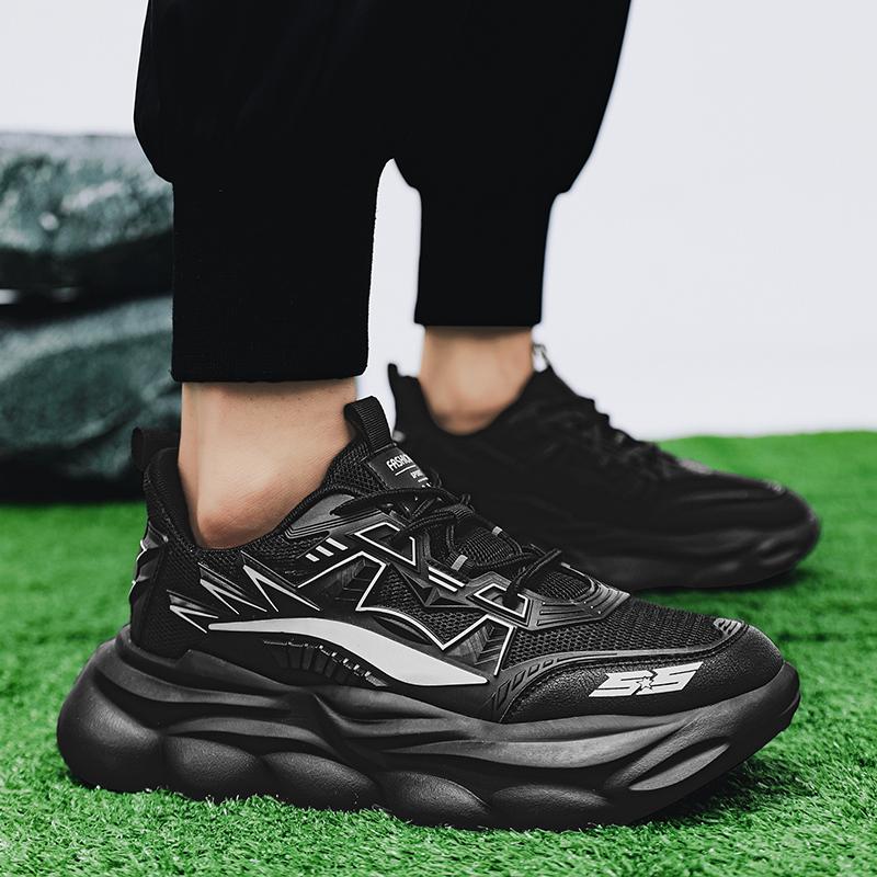 Thick Sole Mecha Running Shoes Men Outdoor Jogging Sports Shoes Mesh Breathable Platform Walking Shoes Trend Sneakers Men