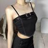 Girls Y2K Tank Tops Black Design Vest Backless Sling Tees For Women's T-shirts Sleeveless Active Club Bar Party Inner Tops Fashion Sexy Lady Tops