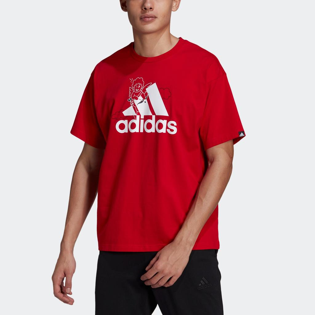 Adidas Vday Graphic Print Casual T-Shirt Unisex Tops Crimson GL3487