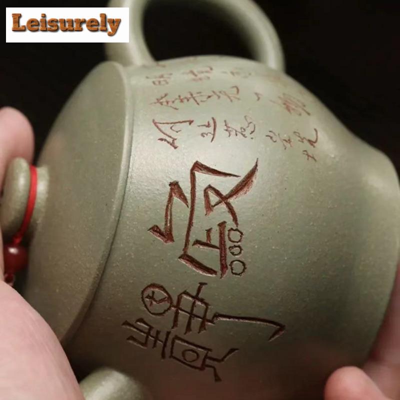 160ml Authentic Yixing Purple Clay Teapot Handmade Large Wheel Pot Raw Ore Pea Green Mud Tea Soaking Kettle Chinese Zisha Teaset