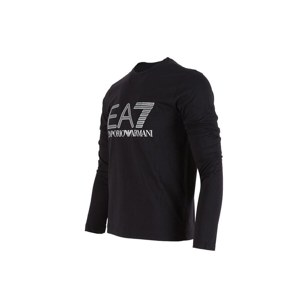 Emporio Armani FW22 EA7 Series Logo Print Crew Neck Long Sleeve T-Shirt Men Tops Black 6ZPT24-PJM9Z-1200