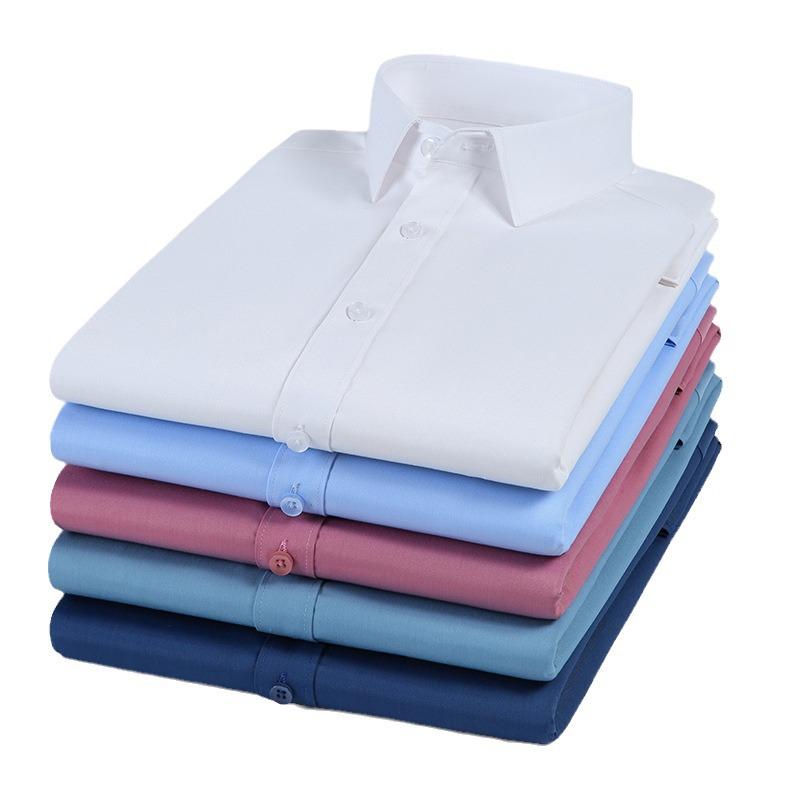 Męska, elastyczna, niegniotąca się biała koszula z włókna bambusowego – koreański styl, biznesowy, formalny, duży rozmiar