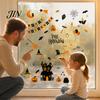 Cartoon Pumpkin Window Cling 4 Sheets Halloween Electrostatic Glass Stickers, Pumpkins Castle Bats Bright Color Decals PVC Waterproof Static