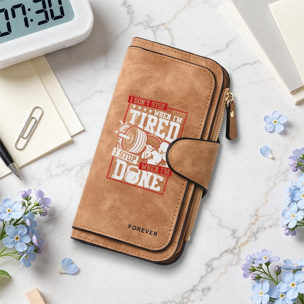 Fitness Motto Pattern Long Wallet Durable Card Cash Daily Use Purse