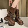 British style thick-soled thick-heeled Martin boots women's summer design sense increases leather boots versatile soft-soled short boots tide