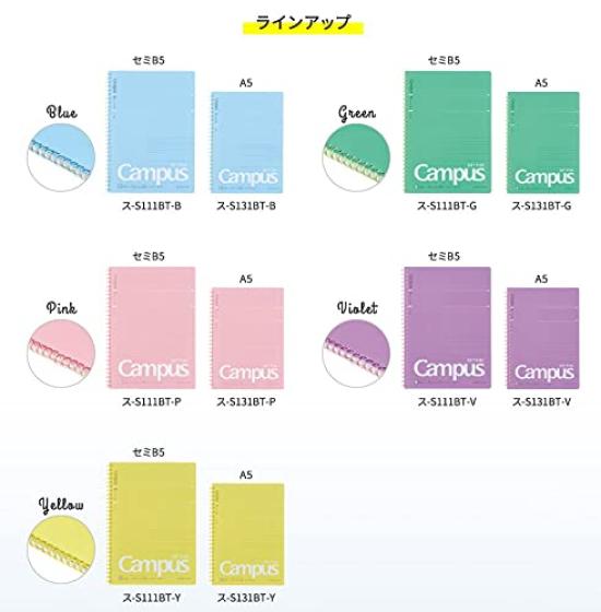 KOKUYO Campus Soft Ring Medium Horizontal Purchase Set of 10 Notebook, Ruled, Dotted, Cutoff, B5, Pink, S111BT-P [Bulk Books]