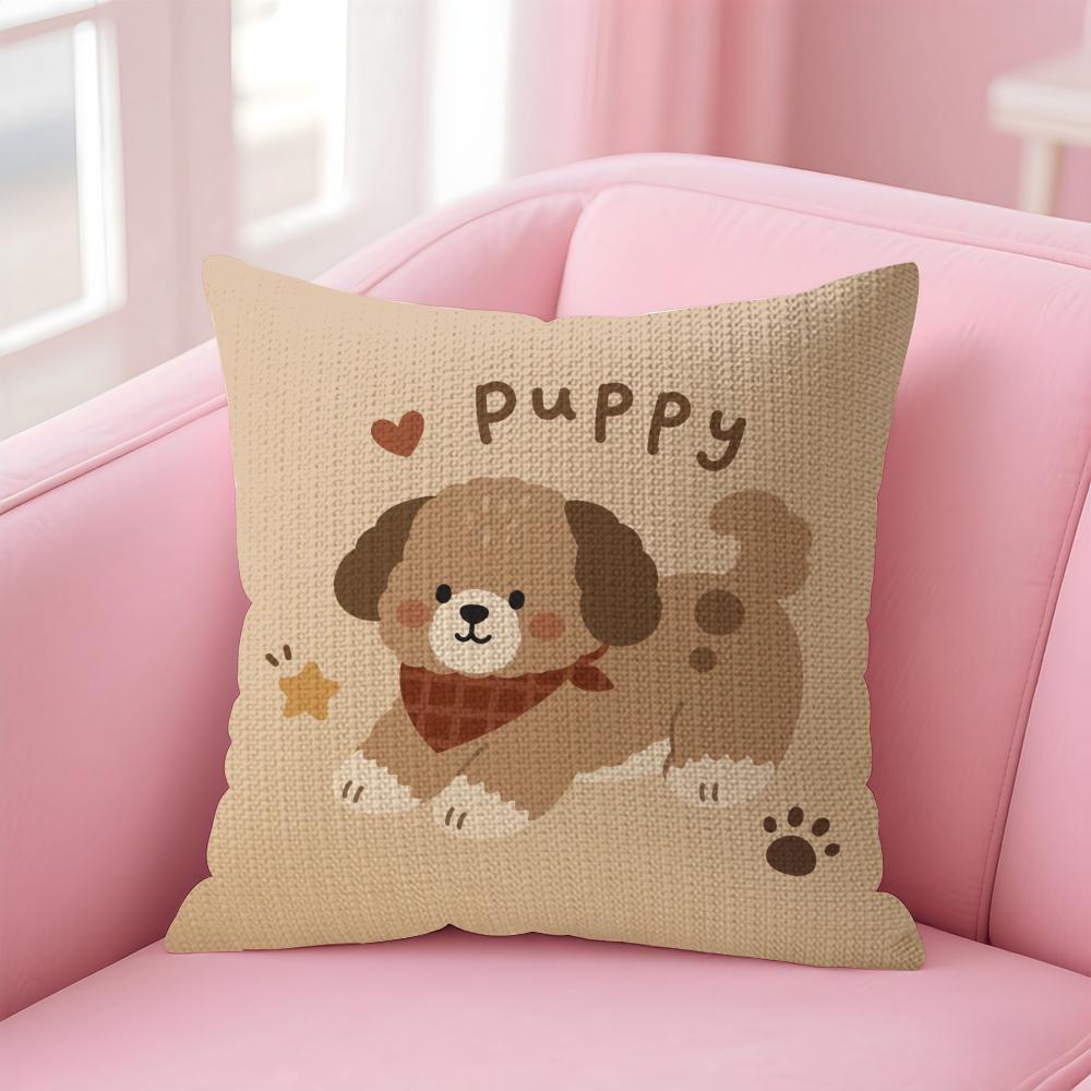 Advanced Cartoon Animals Cushion Cover Natural Linen Organic Fabric DoubleSided Printing Sofa Home Decor Gift Pillow Case