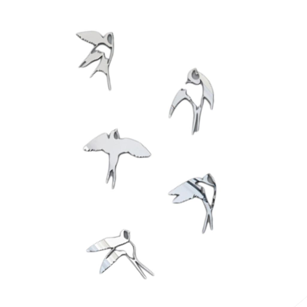Acrylic Mirror Bird Wall Stickers Self Adhesive Mirror Wall Decor Removable for Living Room Bedroom Bathroom Decoration