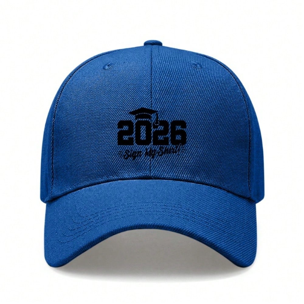 [Graduation Baseball Cap] 2026 Sign My Shirt Print Adjustable Polyester Breathable Casual Cap For Unisex Adults Class Of 2026 Gift