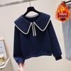 La Chapelle Women's Fleece Lined Ribbed Collar Sweatshirt