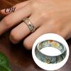 Hypoallergener Fingerring Falscher Natürlicher Moosachat Ring, Falscher Edelstein Statement Heilende Naturinspirierte Schmuckstein für Männer Frauen Band