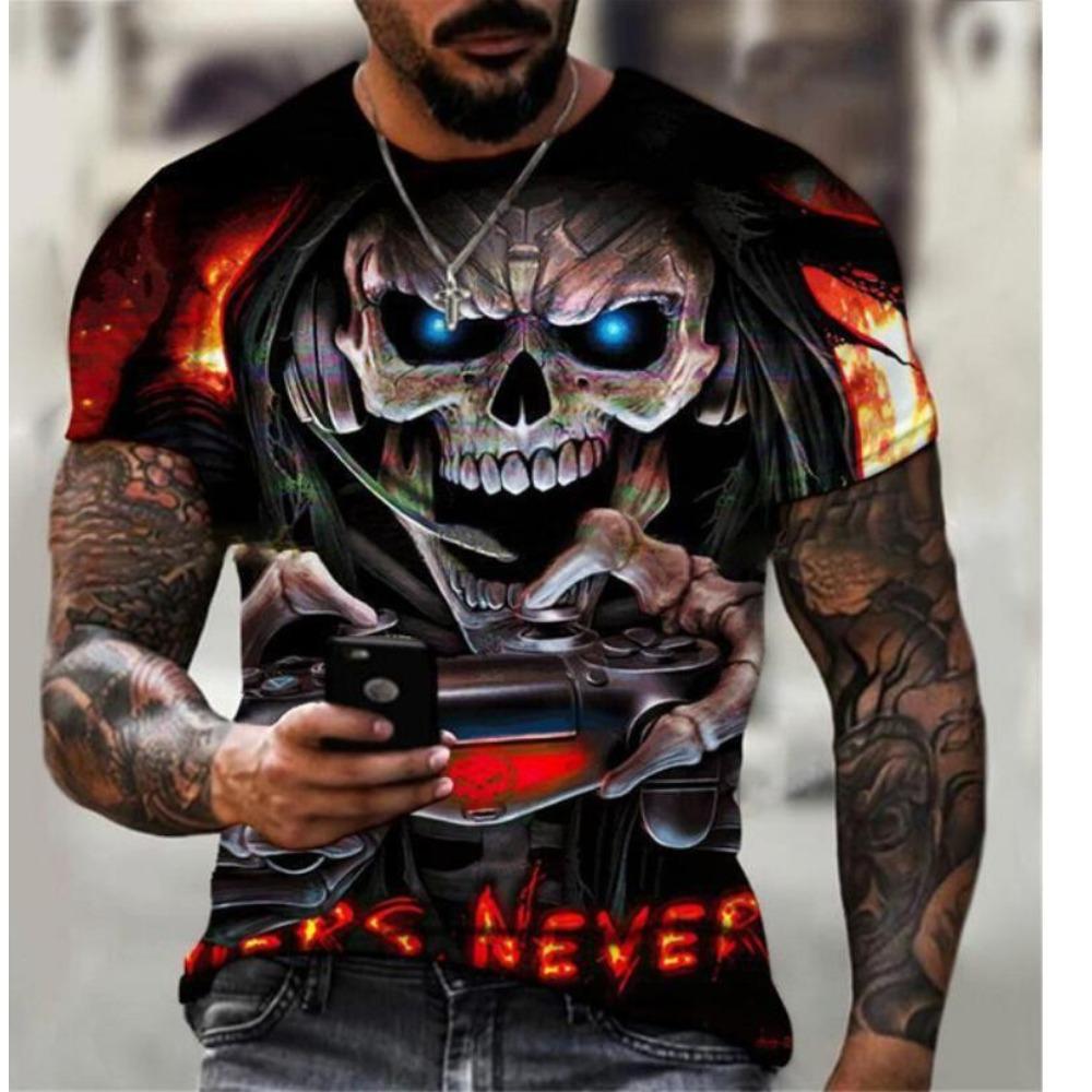 T-shirt z cyfrowym drukiem 3D dla nastolatków i mężczyzn, z krótkim rękawem, wszechstronny, oddychający