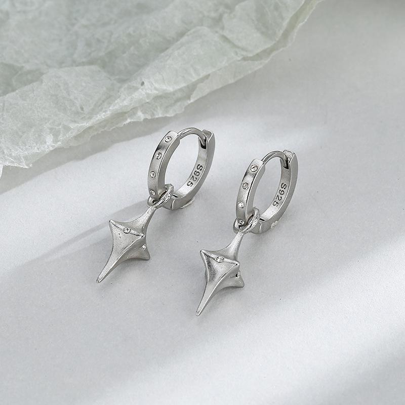 CIAXY Silver Color Zircon Ear Buckle Earrings for Women Multi-wear Three-dimensional Cross Star Earring Korean Fashion Jewelry
