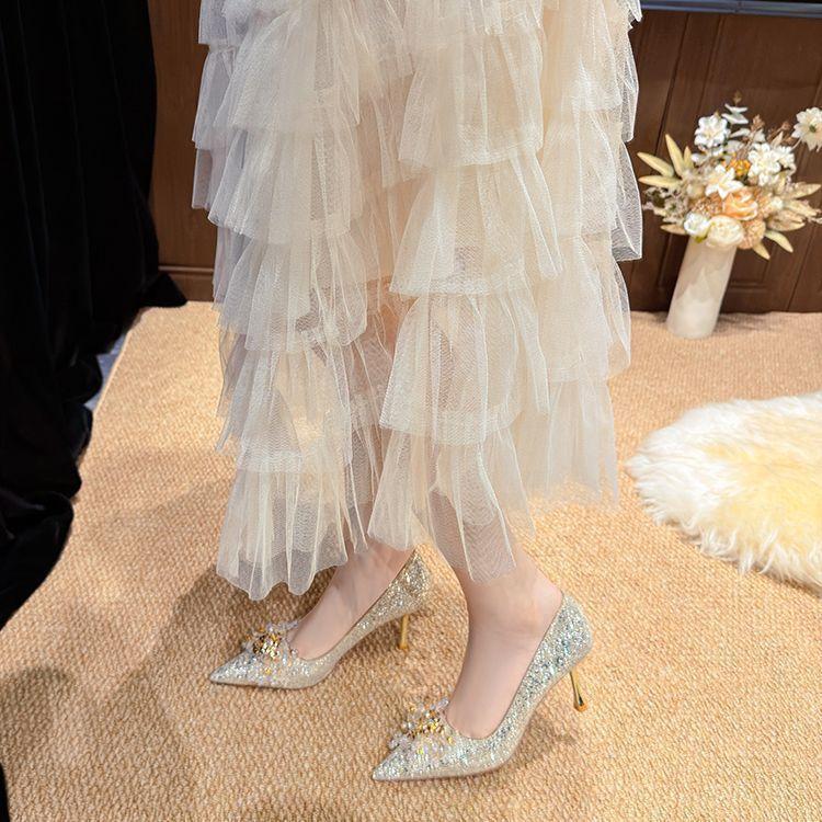 High-end Shallow Mouth Stiletto Single Shoes Women's Spring and Summer New Fashion Versatile and Comfortable Women's Pointed High Heels