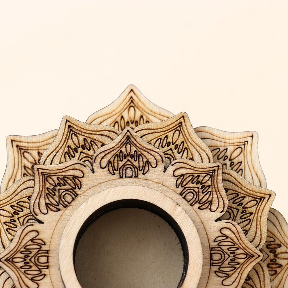 Sculpture Wood Base Crystal Stones Crafts Glass Decoration Ball Base Lotus Shaped Meditation Crystal Ball Base Wooden Ornaments