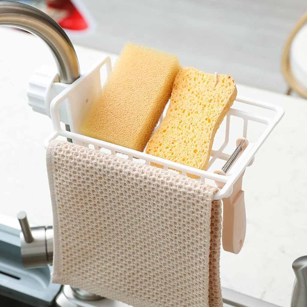 Cheap Kitchen accessories sink faucet sponge soap cloth shelf storage