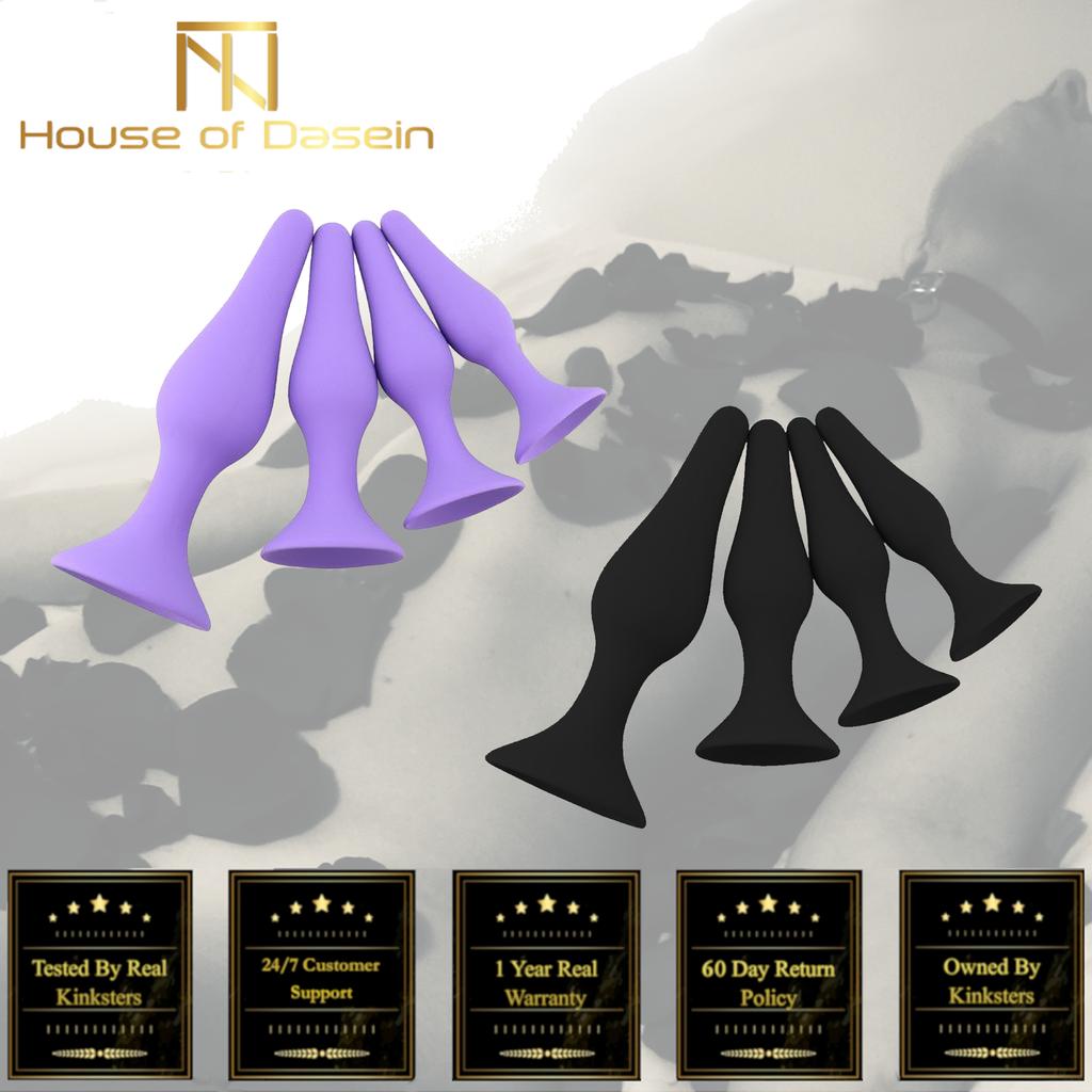 4Pcs / Set Anal Trainer Kit Soft Silicone Black Or Purple Butt Plug Non Vibrating Butt Plugs