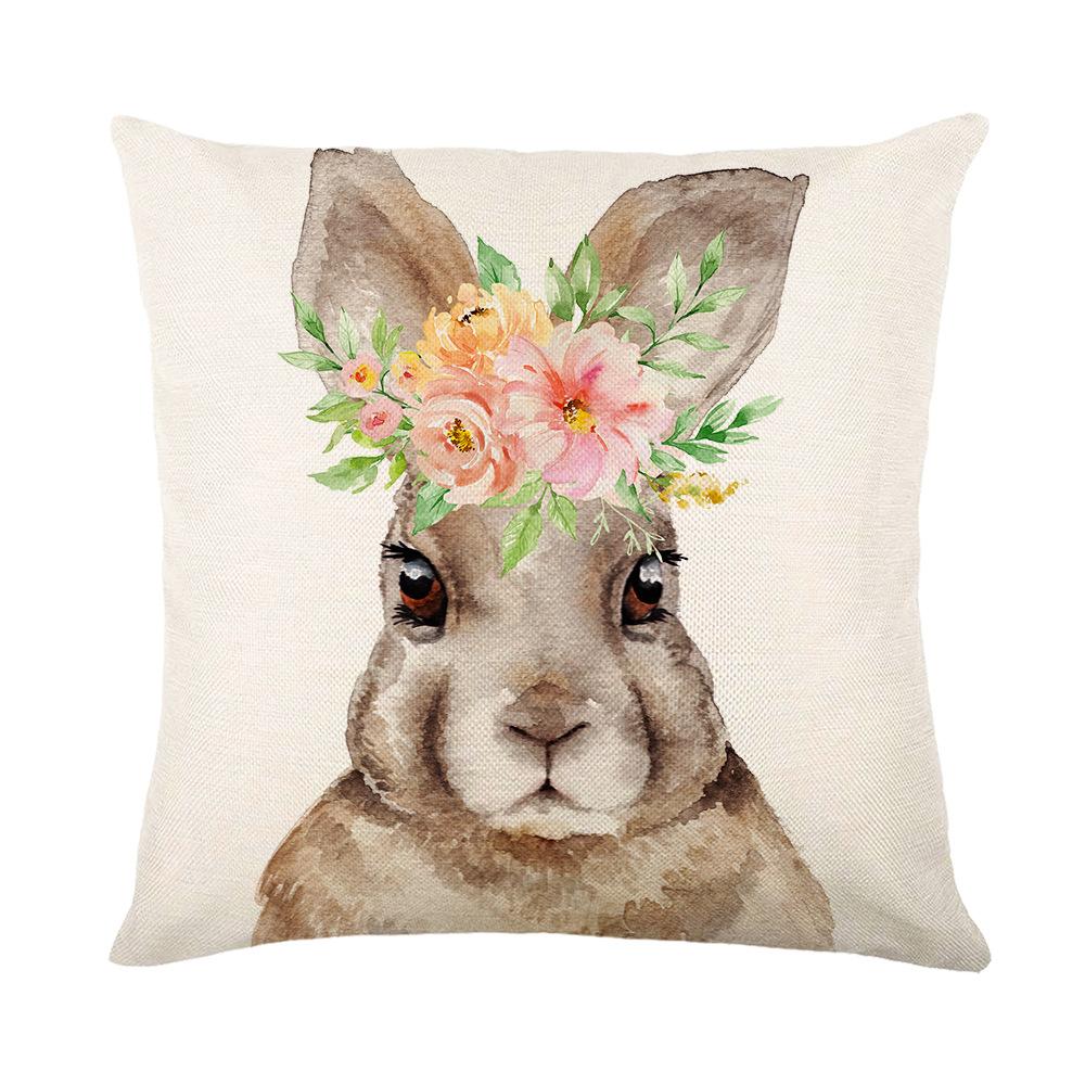 Home Nordic Easter Bunny Pillow Cover Sofa Pillow Bedside Pillow Cover Linen Pillow Cover