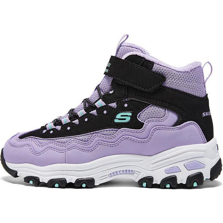 Skechers Kids Mesh Comfortable Versatile Non-Slip Warm Boots Kids boots Purple Black 303952L-BKLV 27.5