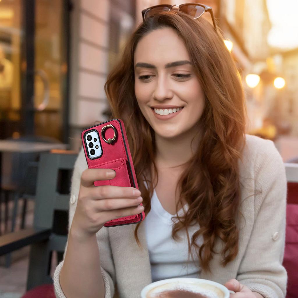 For Samsung Galaxy A23 (4G),Samsung Galaxy A23 5G Ring Bracket Card Holder Slots Cover Phone Case