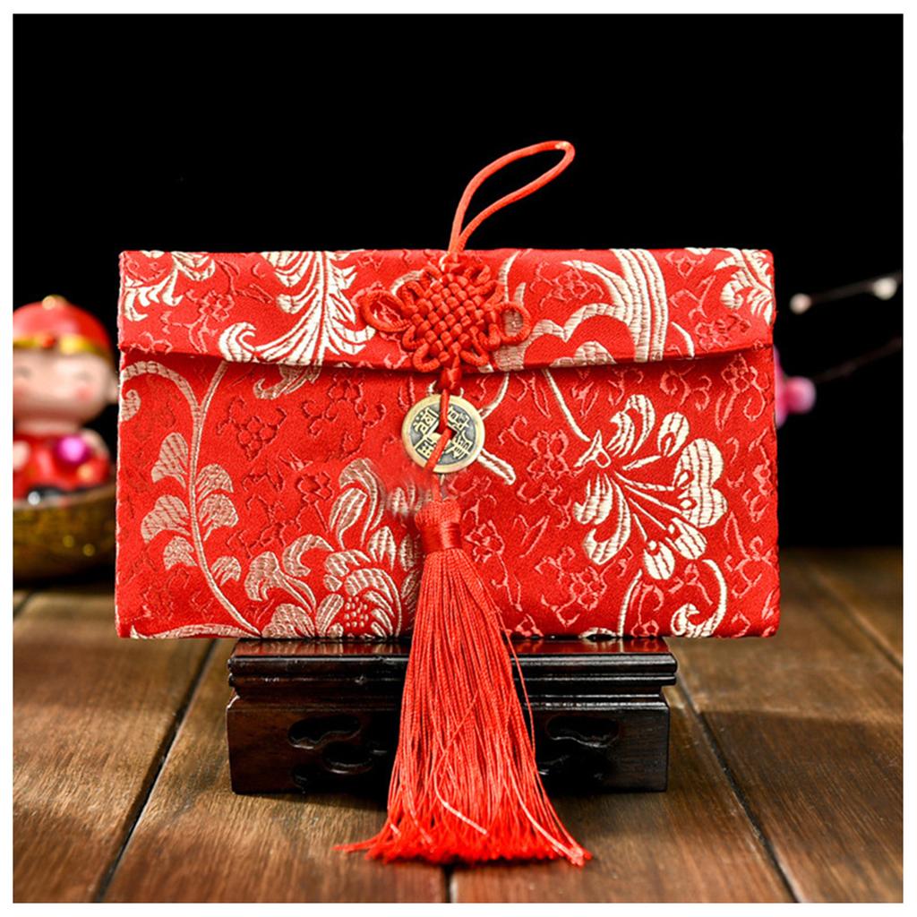 Chinese Brocade Red Envelope Bag Spring Festival Luck Red Packets Bag 2026 New Year Decoration For Chinese Wedding Birthday