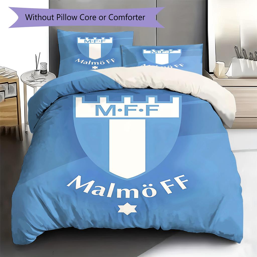 Malmö FF Muster Bettwäsche, Steppbett Set Bettbezug Kissenbezug Zuhause Geburtstagsgeschenk (1 Bettbezug + 2 Kissenbezüge, ohne Füllung)