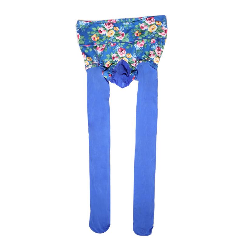 Floral One-Piece Horse Oil Stockings Plus Size Glossy Sexy Men'S Fun Stockings Thin Silky With Penis Sleeve Pantyhose