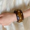 Chinese Style Round Bracelet Punk Rivets Bangle Vintage Wooden Bracelet  Women