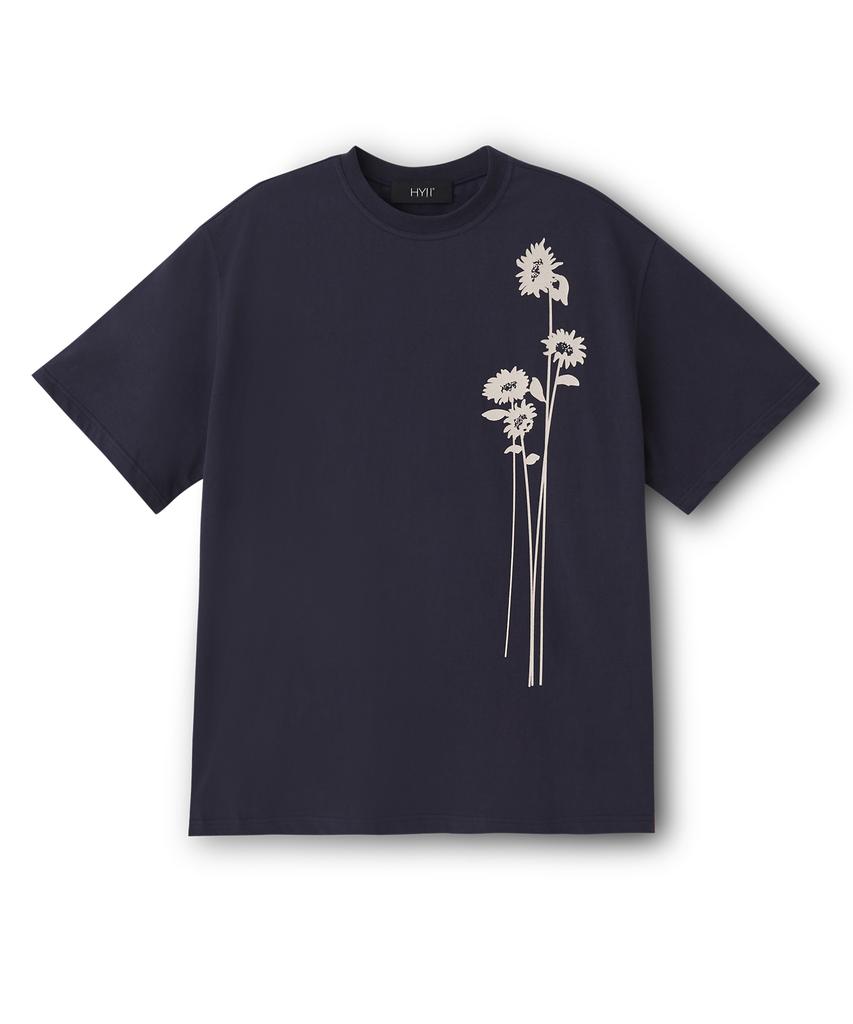 HYII Unisex Sunflower Print T-Shirt [Navy]