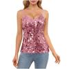 Canottiera da Donna con Paillettes e Spalline Sottili, Scollo a V, Senza Maniche, Vestibilità Larga, Lucida, Camicia da Notte per Festa, Clubwear, Performance di Danza