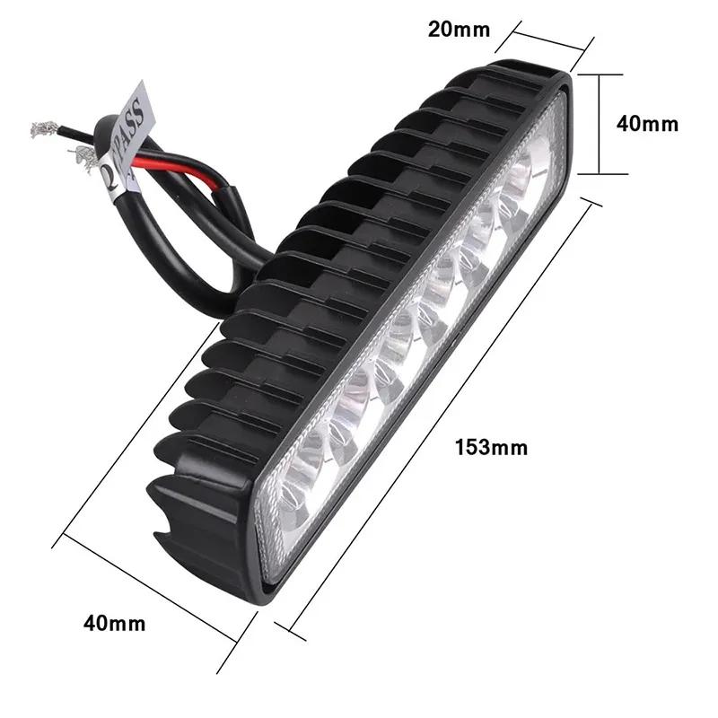 2PCS 18w 6 LED Car Work Light DRL Spotlight High Bright Waterproof Auto Offroad SUV Truck Headlights Driving Lamp 12V 24V 6000K