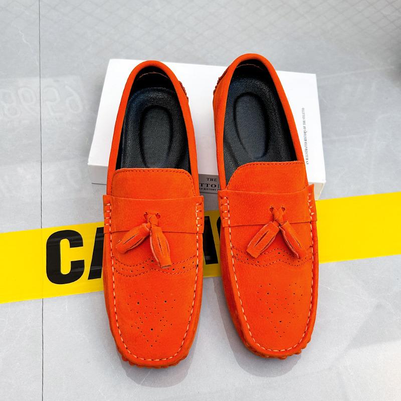 Big Size 38-48 Yellow Leather Men's Casual Shoes Soft Comfort Suede Loafers Man Fashion Slip-on Men Flat Shoes Mocasines Hombre