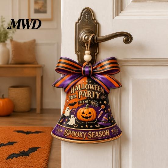 Reusable Party Decor Halloween USA Liberty Bell Ornament, 2D Acrylic Spooky Pumpkin Durable Decorative Ghost Hanging Decoration for Wall Door Home