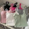 Women Stretchy Casual Vest Sling Pure Color Lace Splicing Bottom Tops with Lightweight Innerwear Built-in Chest Pad Soft Camisole Work Party Vacation