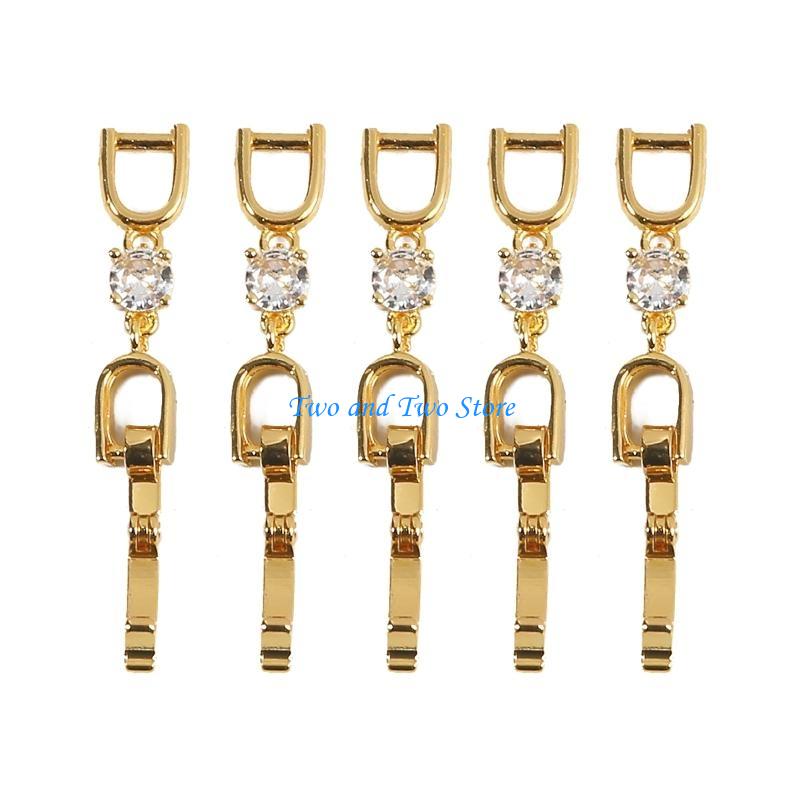 HX6F 5 Pieces Necklace Bracelet Extenders Crystal for Rhinestone Foldover Extension Clasp for Bracelet Necklace Jewelry Makin золотой