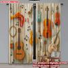 2D flat printing 2pcs Window Curtains Colorful Musical Instruments Display Digital Printed Polyester Drapes Birthday Party Use