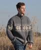 Fake Camper Snowflake Jacquard Nordic Knit Zip-Up [Grey]